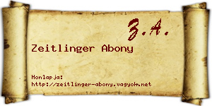 Zeitlinger Abony névjegykártya
